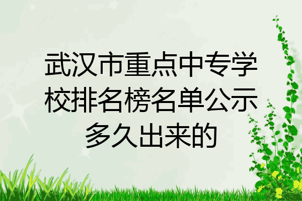 武汉市重点中专学校排名榜名单公示多久出来的