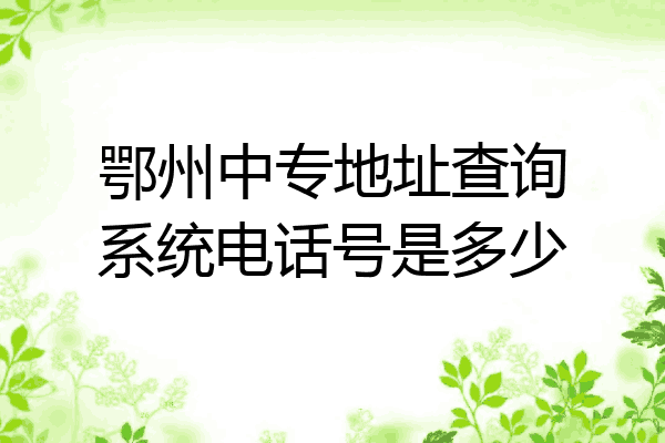 鄂州中专地址查询系统电话号是多少