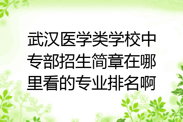 武汉医学类学校中专部招生简章在哪里看的专业排名啊