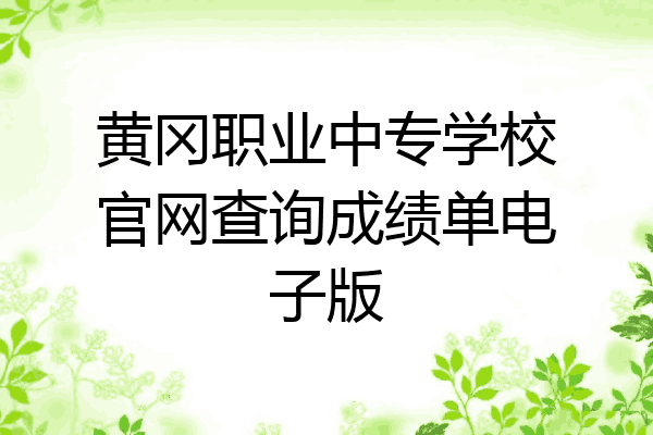 黄冈职业中专学校官网查询成绩单电子版
