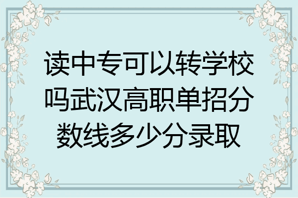 读中专可以转学校吗武汉高职单招分数线多少分录取