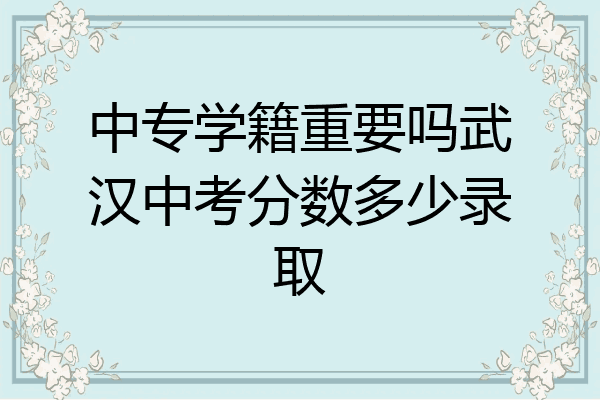 中专学籍重要吗武汉中考分数多少录取