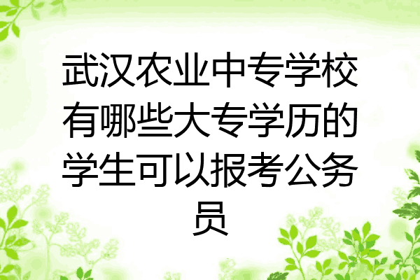 武汉农业中专学校有哪些大专学历的学生可以报考公务员