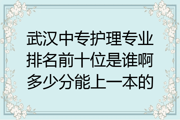 武汉中专护理专业排名前十位是谁啊多少分能上一本的