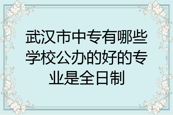 武汉市中专有哪些学校公办的好的专业是全日制