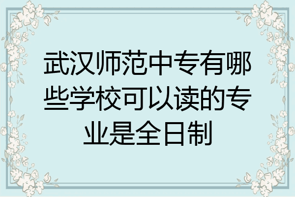 武汉师范中专有哪些学校可以读的专业是全日制