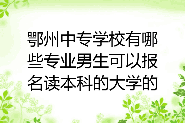 鄂州中专学校有哪些专业男生可以报名读本科的大学的