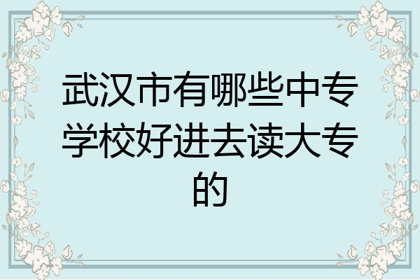 武汉市有哪些中专学校好进去读大专的