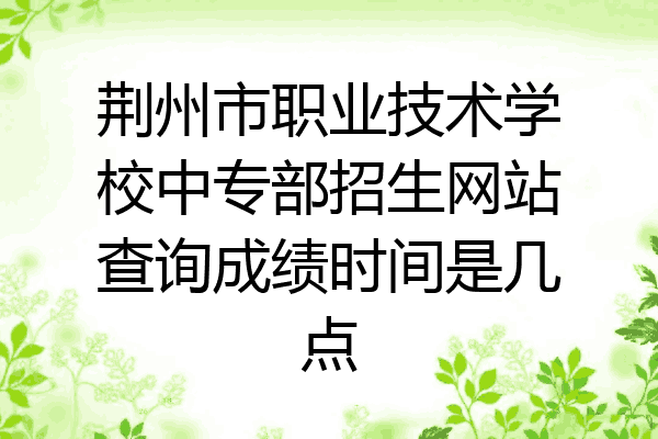 荆州市职业技术学校中专部招生网站查询成绩时间是几点