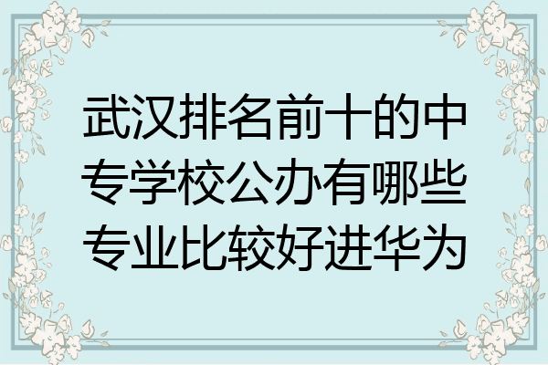 武汉排名前十的中专学校公办有哪些专业比较好进华为