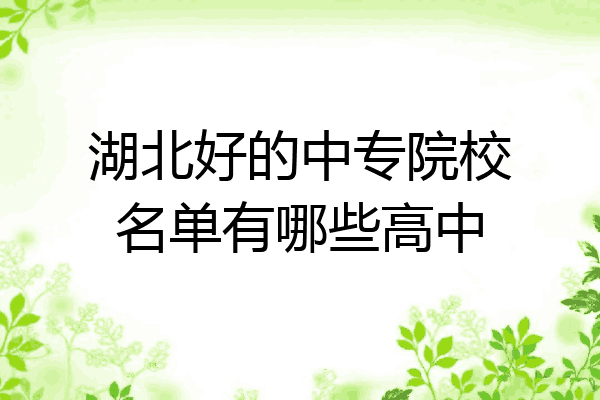 湖北好的中专院校名单有哪些高中