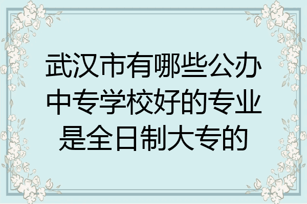 武汉市有哪些公办中专学校好的专业是全日制大专的