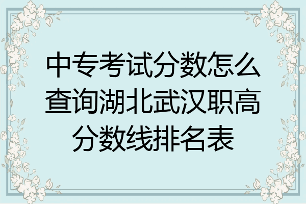 中专考试分数怎么查询湖北武汉职高分数线排名表