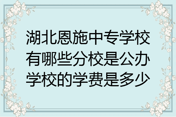 湖北恩施中专学校有哪些分校是公办学校的学费是多少