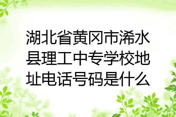 湖北省黄冈市浠水县理工中专学校地址电话号码是什么