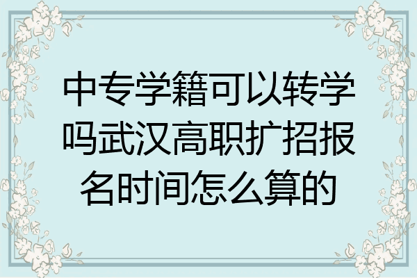 中专学籍可以转学吗武汉高职扩招报名时间怎么算的