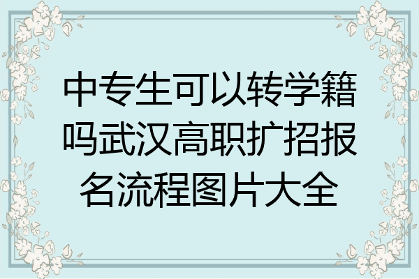 中专生可以转学籍吗武汉高职扩招报名流程图片大全