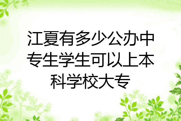 江夏有多少公办中专生学生可以上本科学校大专
