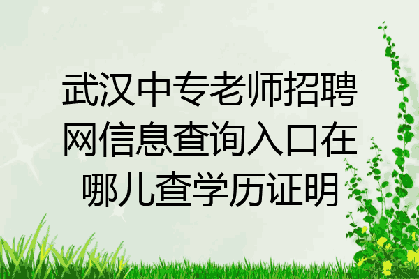 武汉中专老师招聘网信息查询入口在哪儿查学历证明