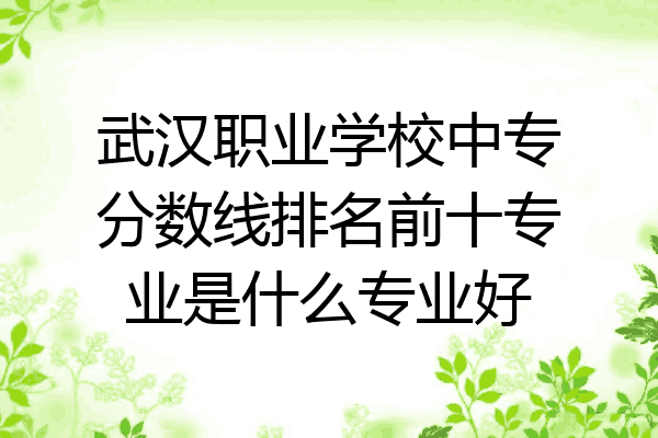 武汉职业学校中专分数线排名前十专业是什么专业好