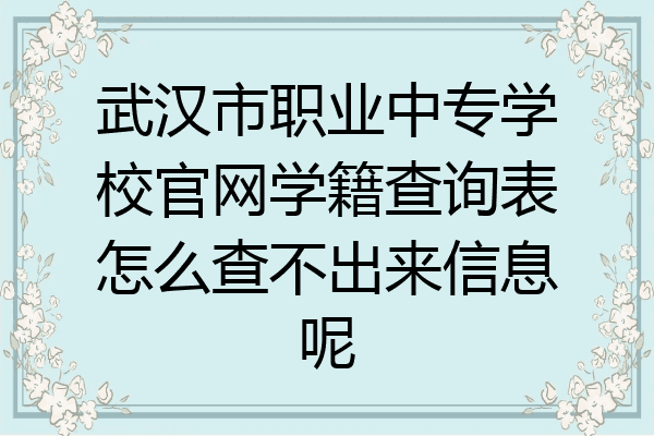 武汉市职业中专学校官网学籍查询表怎么查不出来信息呢