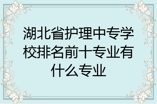 湖北省护理中专学校排名前十专业有什么专业