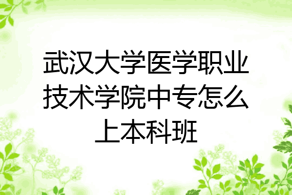 武汉大学医学职业技术学院中专怎么上本科班