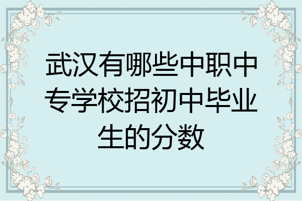 武汉有哪些中职中专学校招初中毕业生的分数