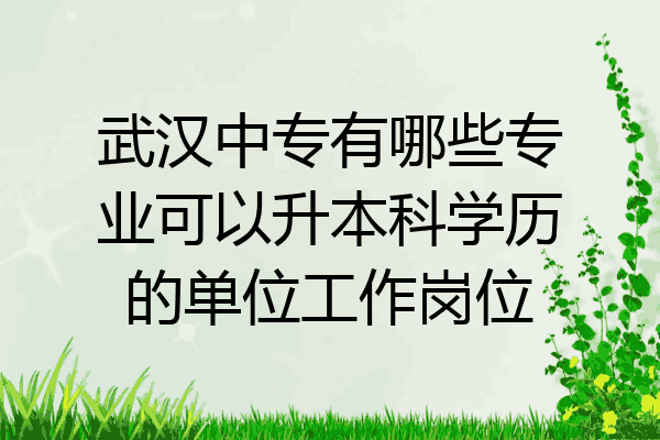 武汉中专有哪些专业可以升本科学历的单位工作岗位