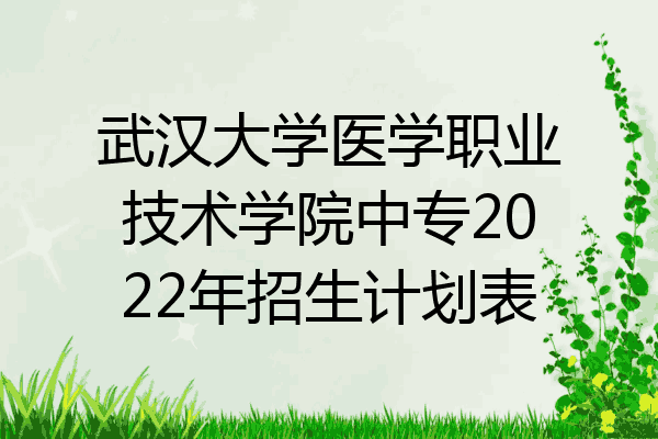 武汉大学医学职业技术学院中专2022年招生计划表