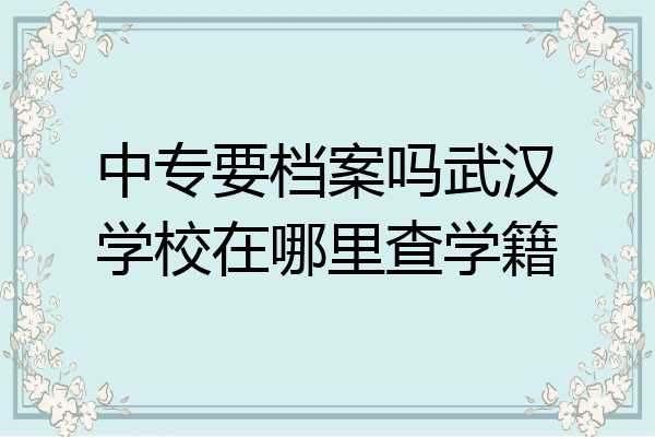 中专要档案吗武汉学校在哪里查学籍