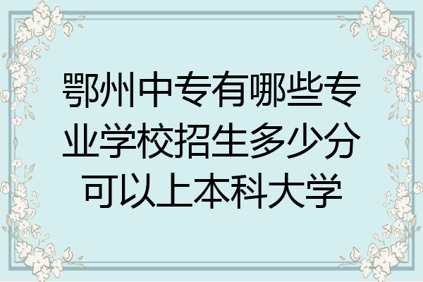 鄂州中专有哪些专业学校招生多少分可以上本科大学