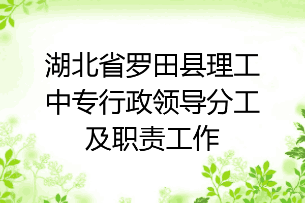 湖北省罗田县理工中专行政领导分工及职责工作