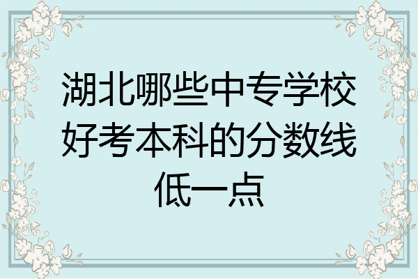 湖北哪些中专学校好考本科的分数线低一点