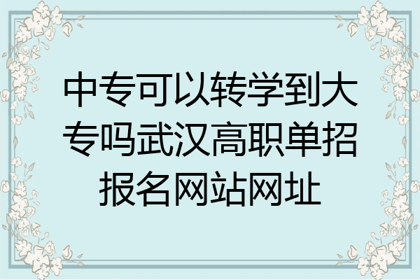 中专可以转学到大专吗武汉高职单招报名网站网址
