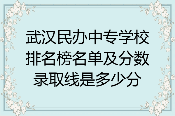 武汉民办中专学校排名榜名单及分数录取线是多少分