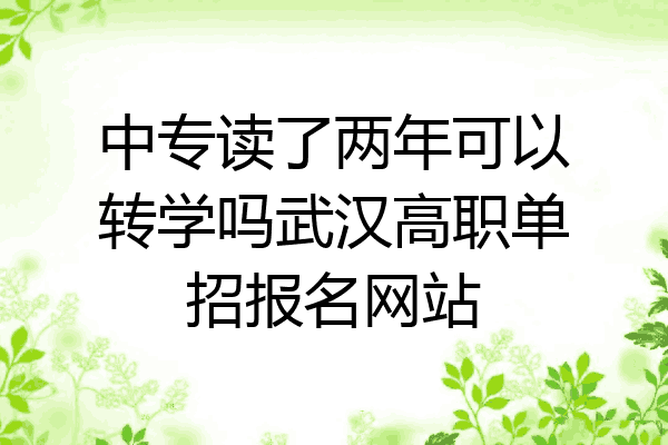 中专读了两年可以转学吗武汉高职单招报名网站
