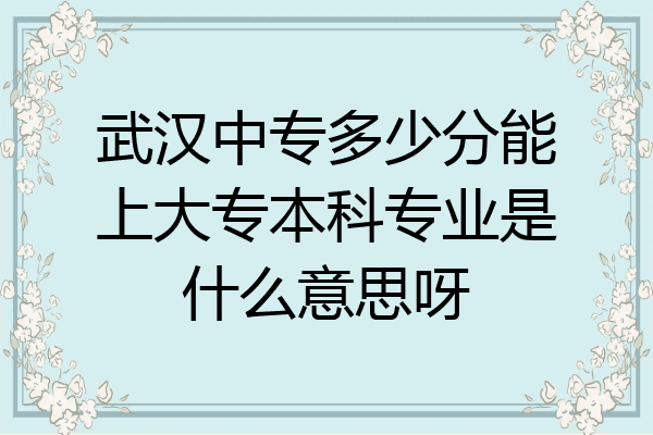 武汉中专多少分能上大专本科专业是什么意思呀