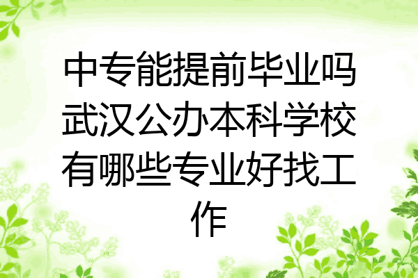 中专能提前毕业吗武汉公办本科学校有哪些专业好找工作