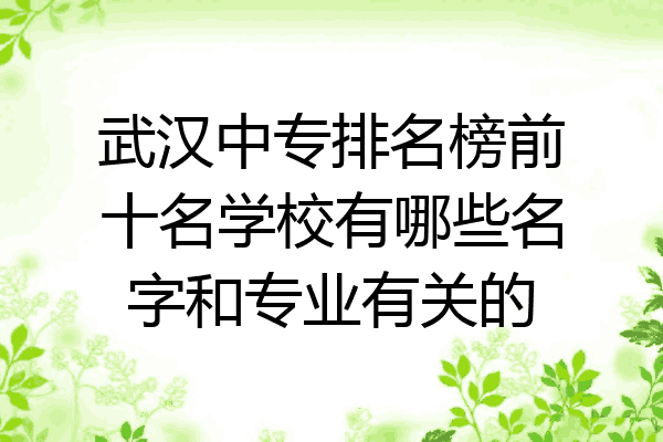 武汉中专排名榜前十名学校有哪些名字和专业有关的