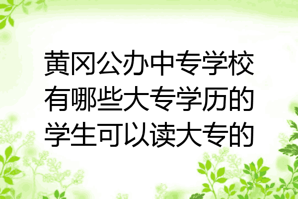 黄冈公办中专学校有哪些大专学历的学生可以读大专的