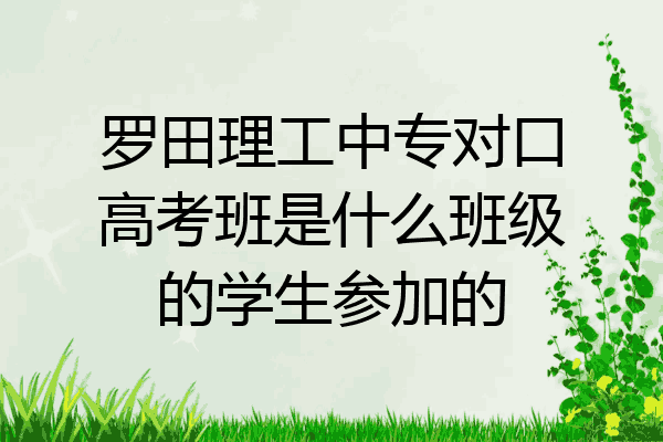 罗田理工中专对口高考班是什么班级的学生参加的