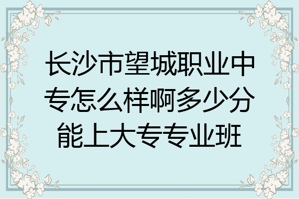 长沙市望城职业中专怎么样啊多少分能上大专专业班