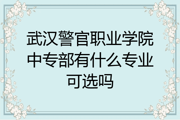 武汉警官职业学院中专部有什么专业可选吗
