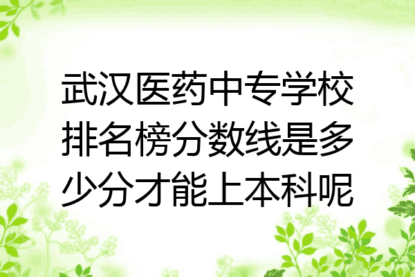 武汉医药中专学校排名榜分数线是多少分才能上本科呢