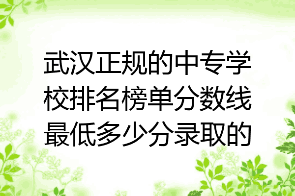 武汉正规的中专学校排名榜单分数线最低多少分录取的