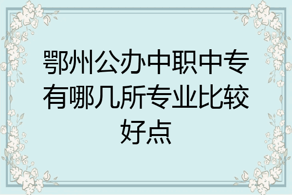 鄂州公办中职中专有哪几所专业比较好点