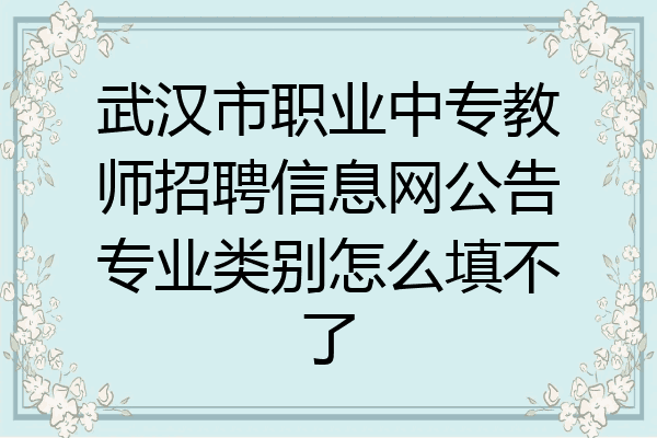 武汉市职业中专教师招聘信息网公告专业类别怎么填不了