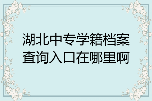 湖北中专学籍档案查询入口在哪里啊