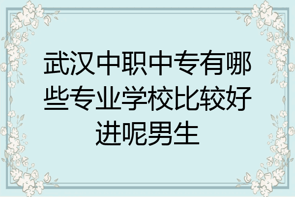 武汉中职中专有哪些专业学校比较好进呢男生